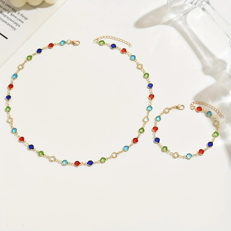 Women’s Necklace Bracelet Pendant 18K Gold Plated Stainless Steel Chain Jewelry