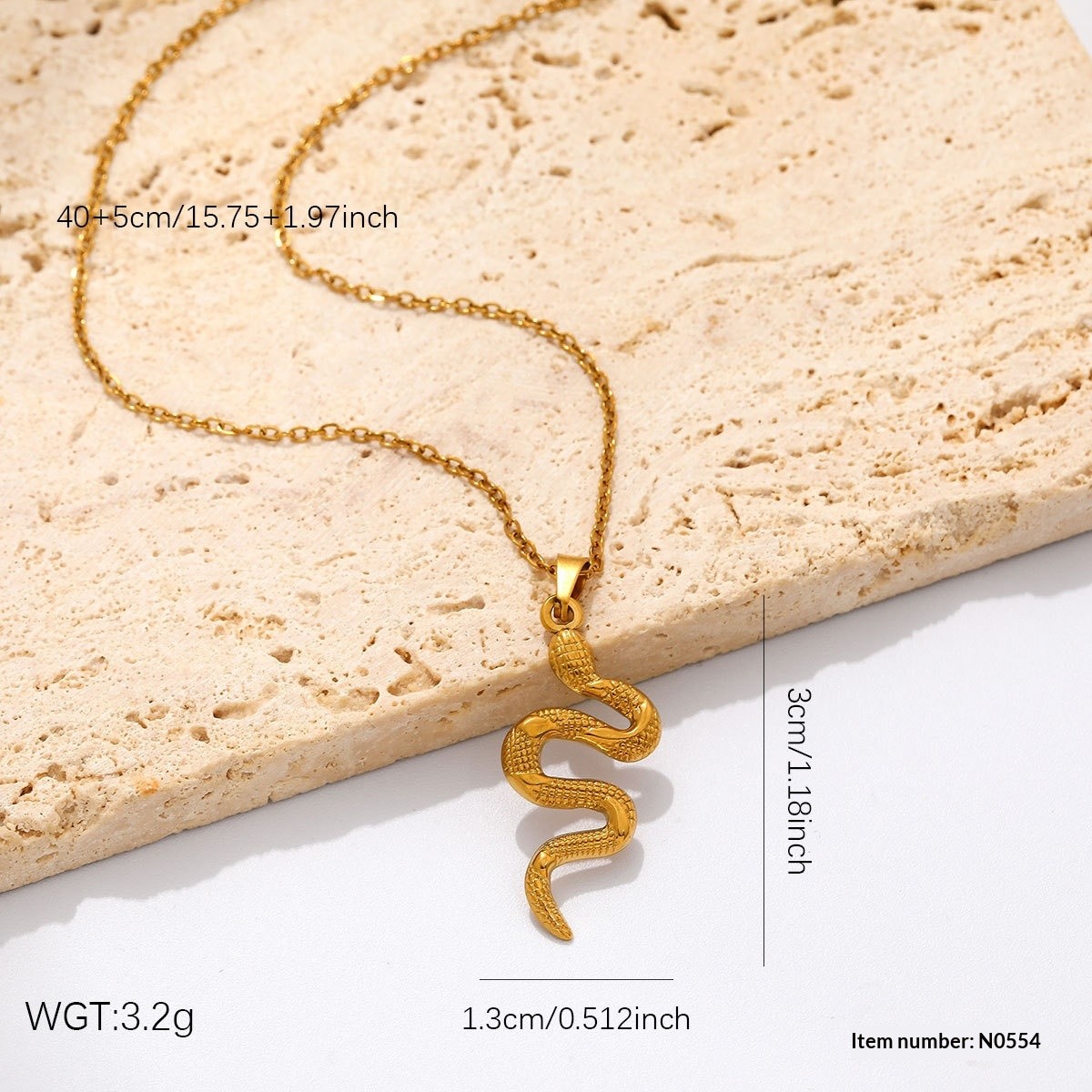 Stainless Steel Snake Chain Necklace For Women Gold Tone Minimal Jewelry