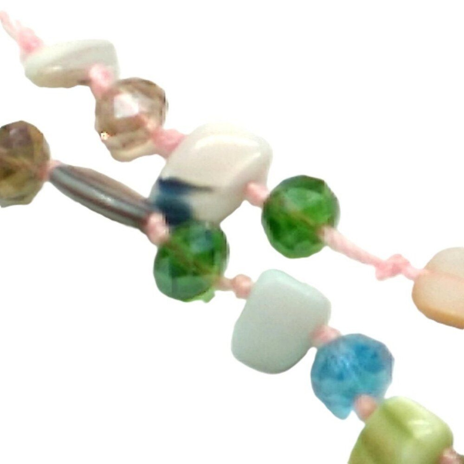 MOP + Faceted Pastel Multi-colored Beaded Necklace