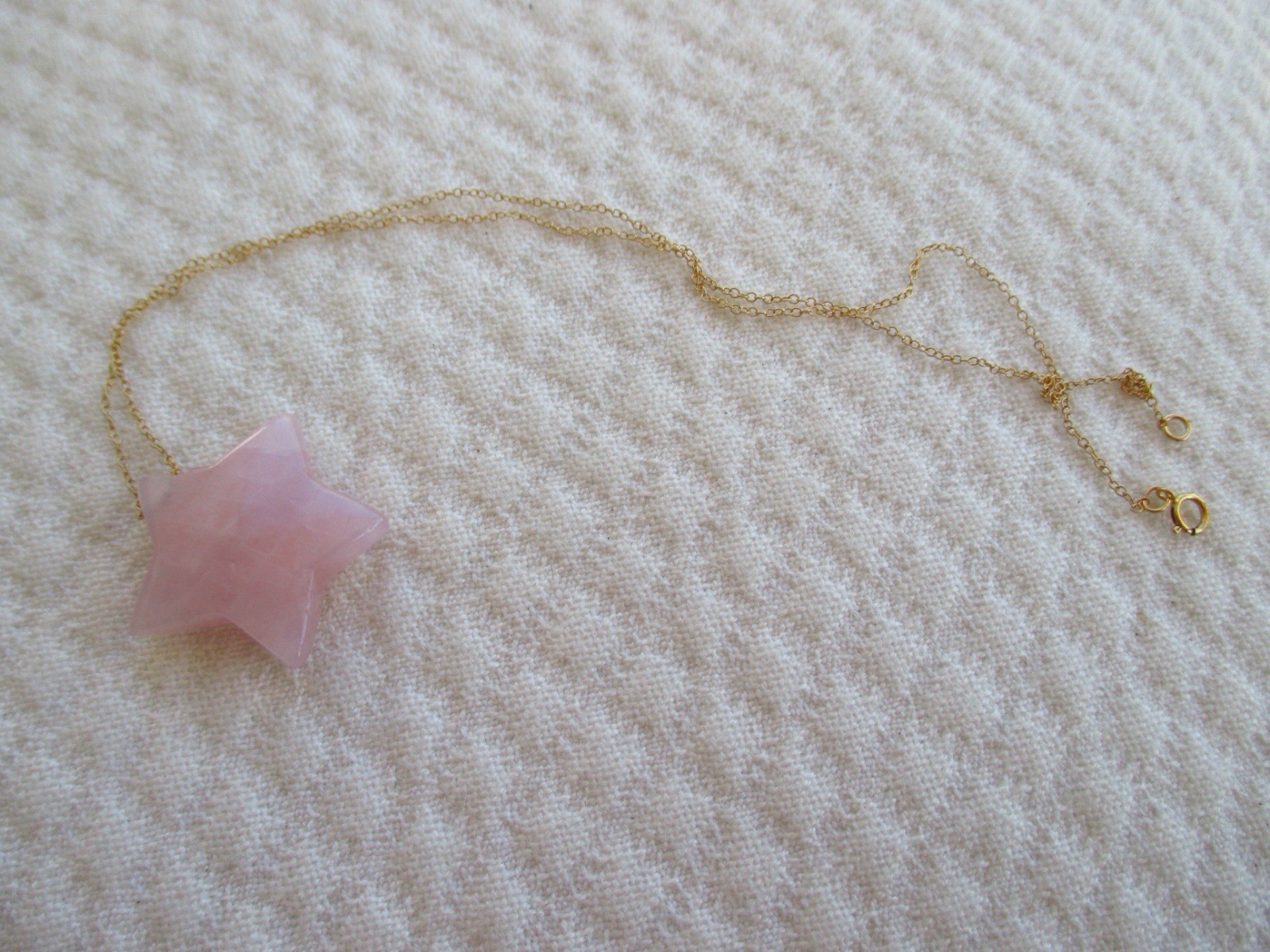 Rose Quartz Crystal Star Necklace 14K Gold Filled Chain