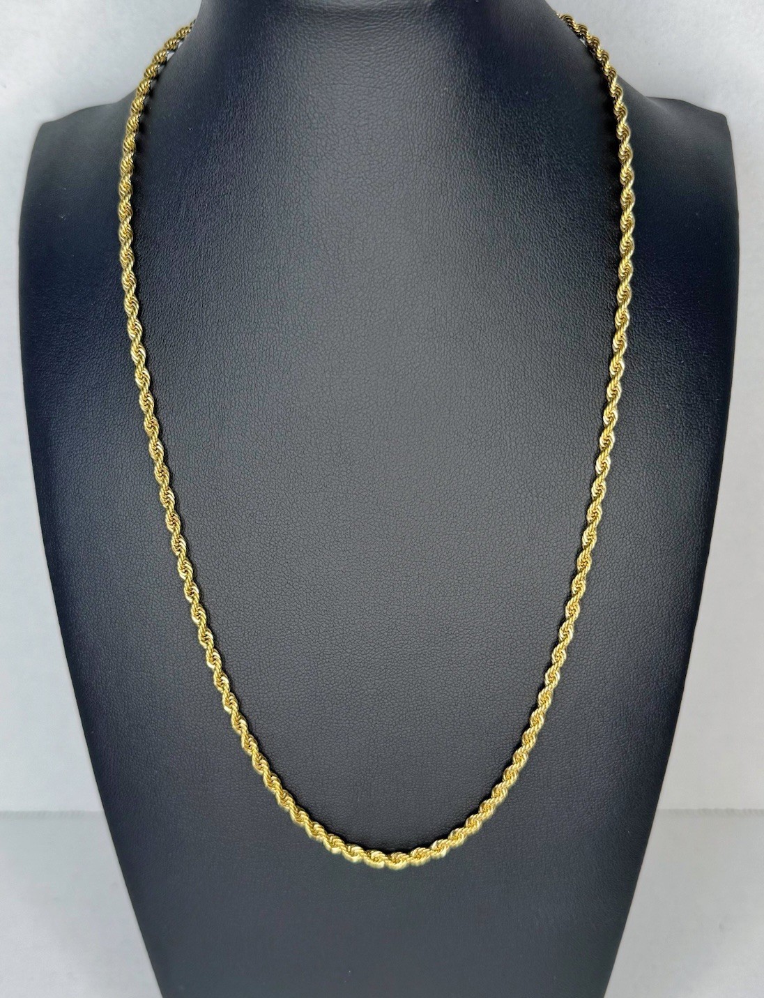 3mm Rope Chain Necklace – 18K Gold PVD 316L Stainless Steel 20″ 22″ 24″ Unisex