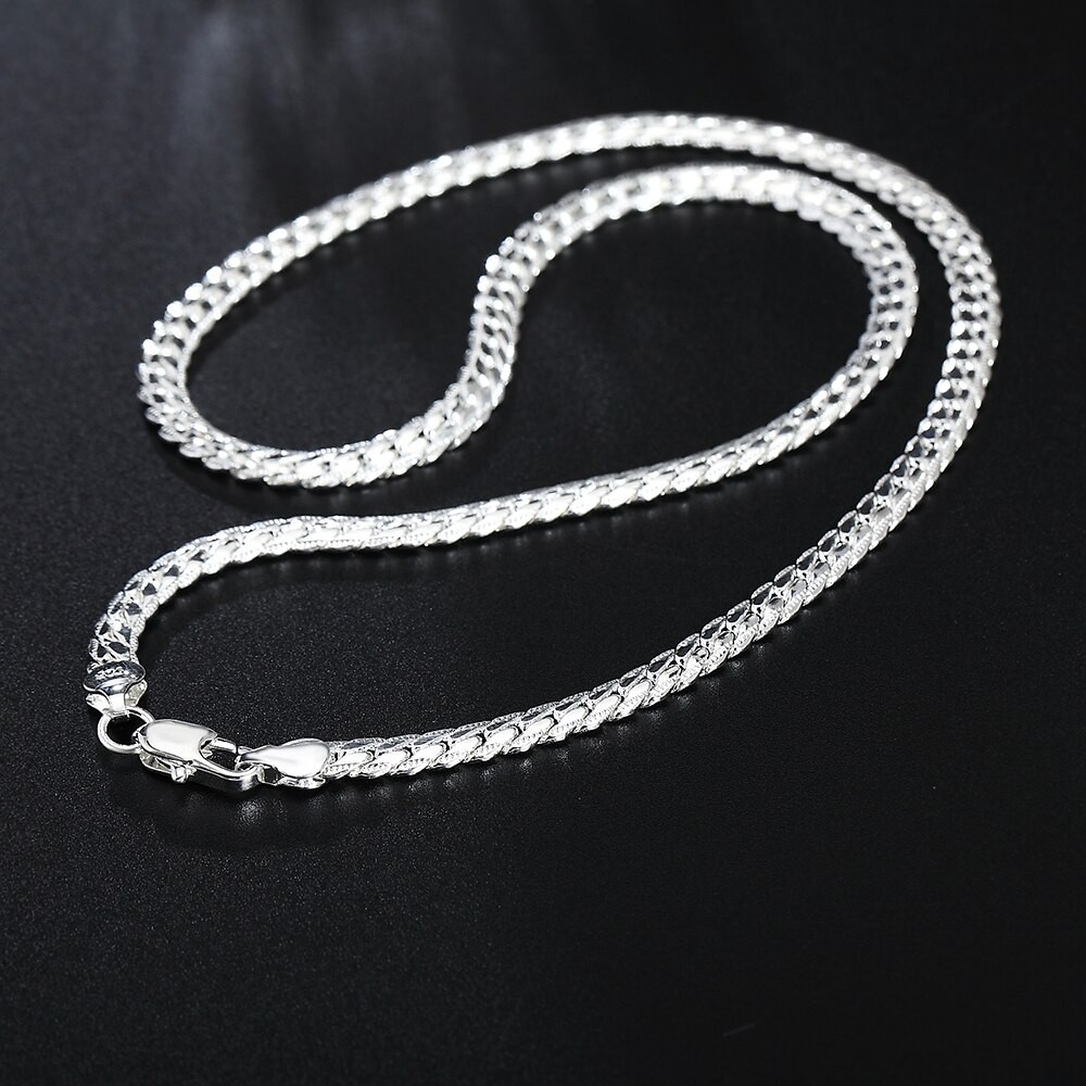 925 Sterling Silver Plated Chain Necklace Jewelry for Women Men*
