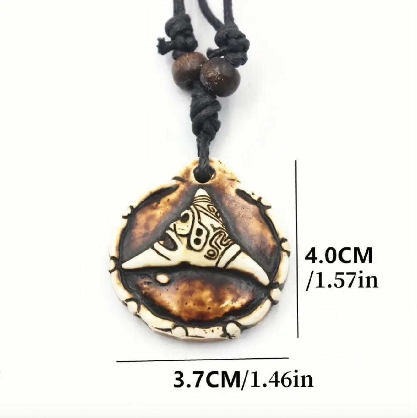 Puerto Rico Unisex Adult Tribal Imitation Bone Necklace & Pendant Sun NEW