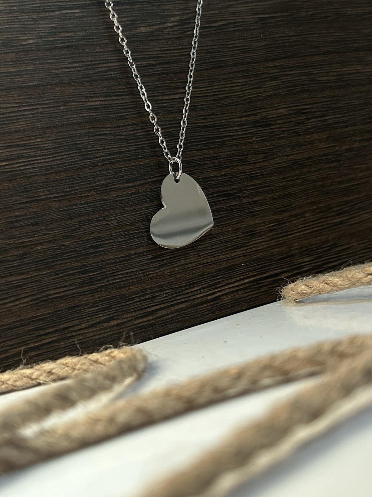Custom Heart Text Necklace- Personalized Engraved Pendant Stainless Steel gold