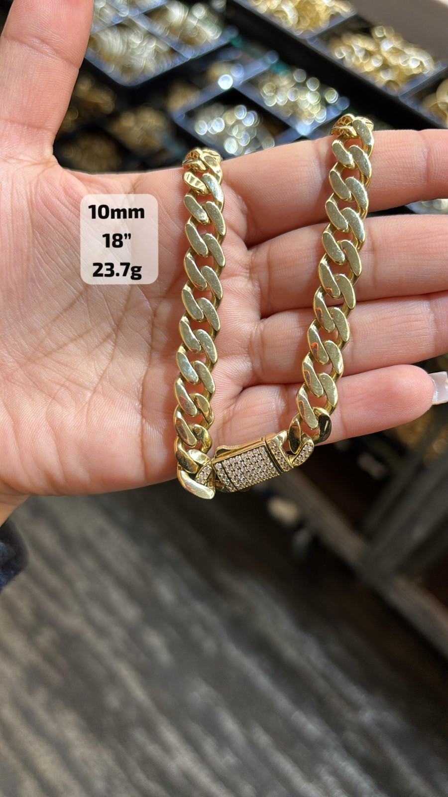 Real 10K Yellow Gold Monaco Chain Miami Cuban Link Necklace with CZ Box Clasp