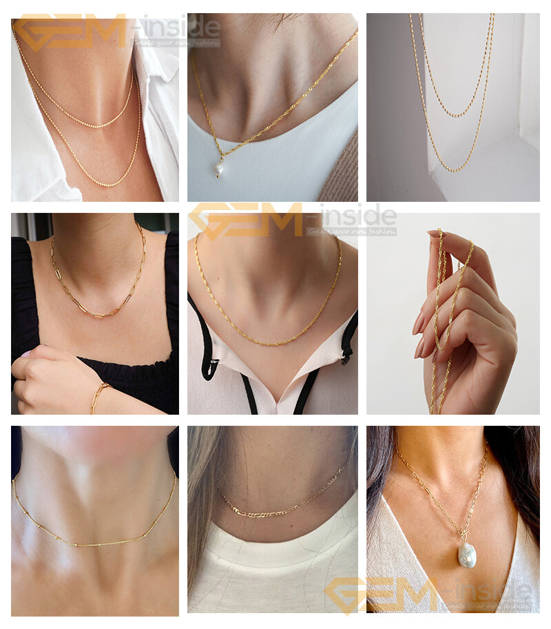 Yellow Gold Filled Classic Cable Necklace Chains Jewelry Making Finding 3 feet