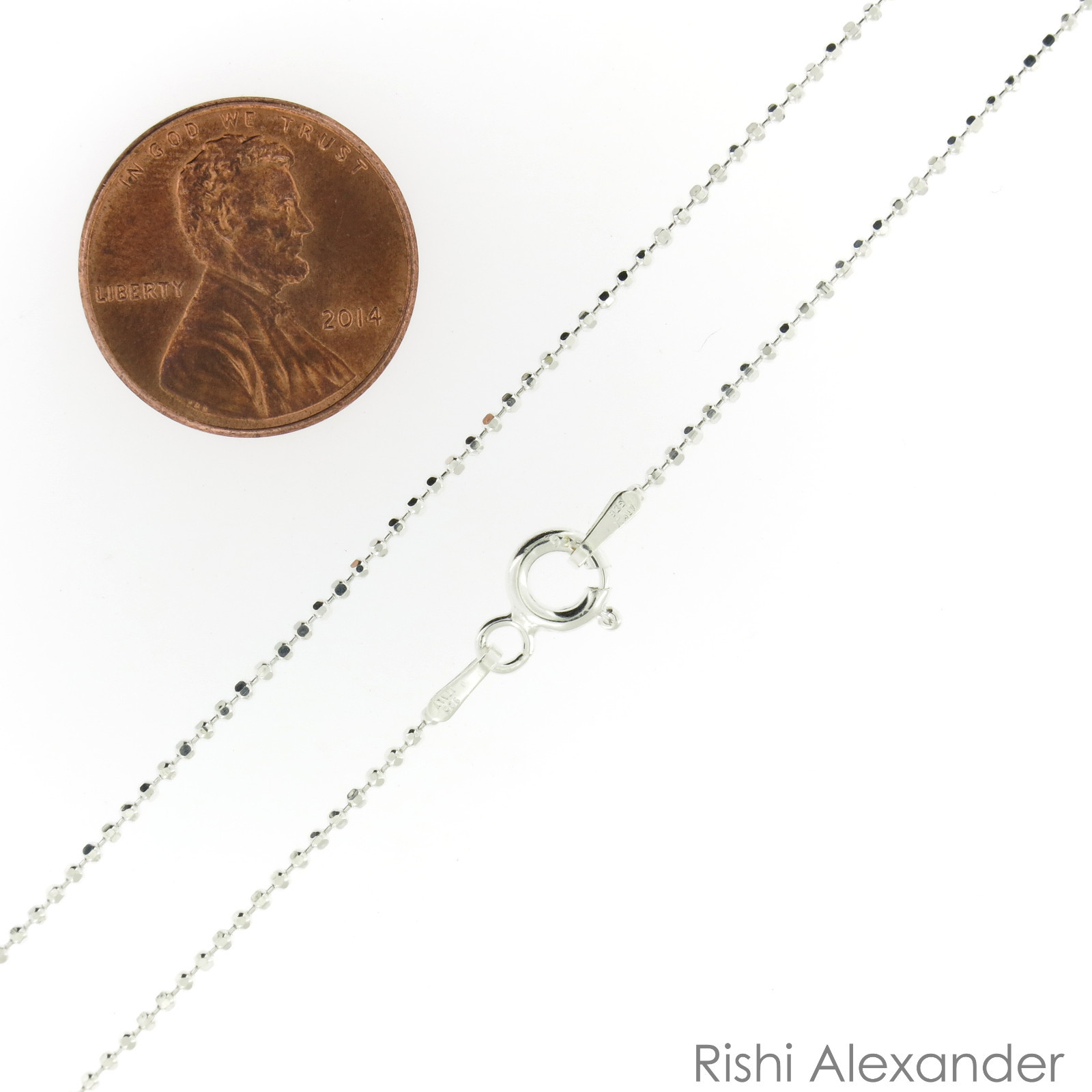 925 Sterling Silver Ball Bead Diamond Cut Chain Necklace .925 Italy All Sizes
