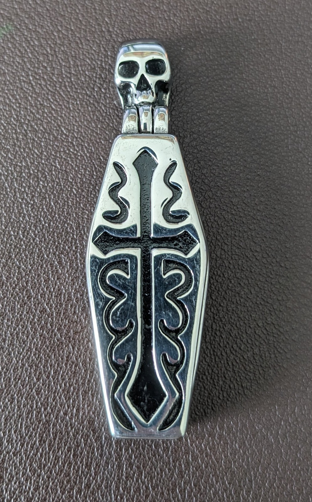 Stainless Steel “Coffin” Pendant (No Chain) Brand New