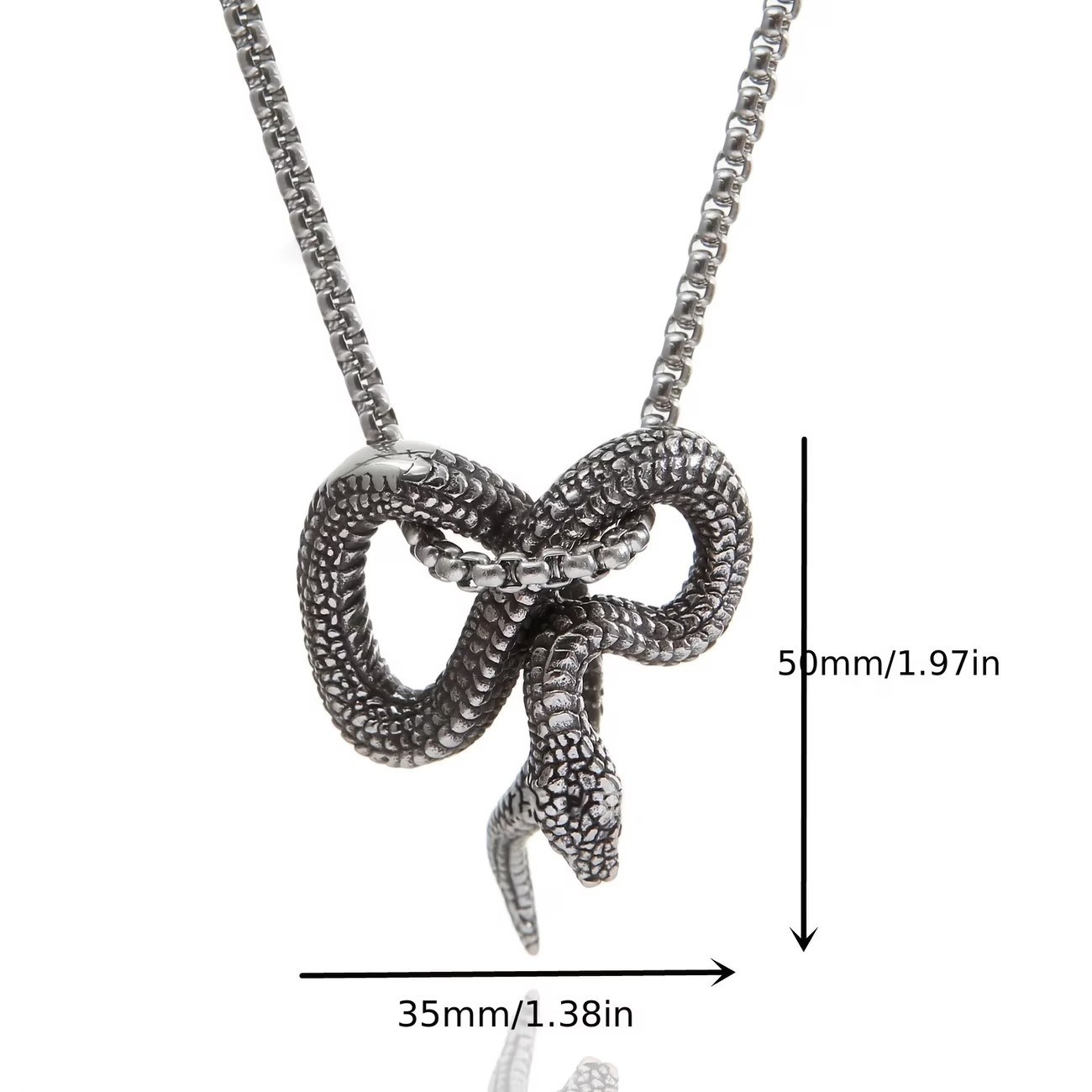 925 Sterling Silver Charm New Fashion Jewelry King Cobra Snake Pendant Necklace
