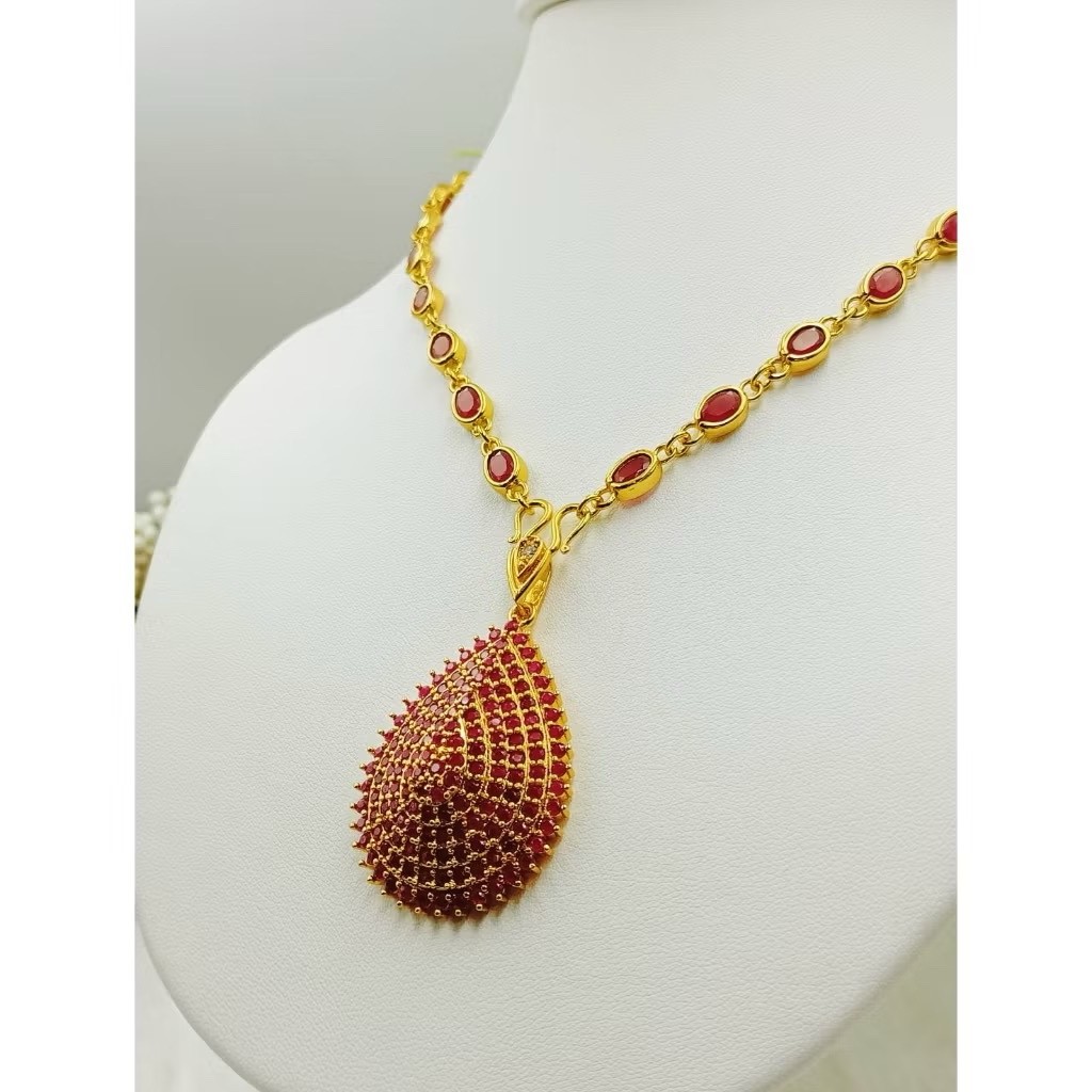 22K 23K 24K Thai Yellow Gold Plated Necklace Pendant Women Girl Jewelry 24 in