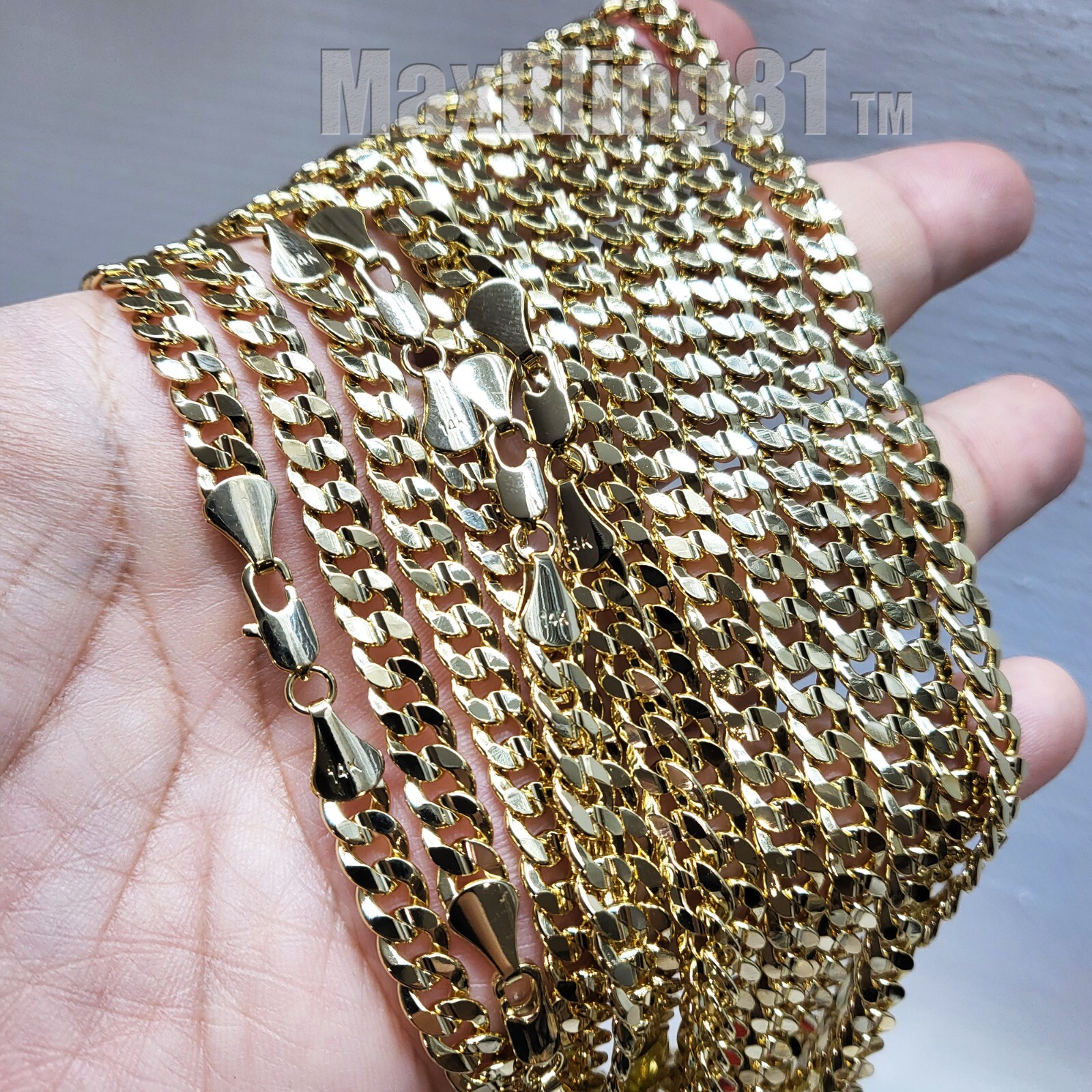 Hip Hop Premium 14K Stamped Gold plated 4~10mm Brass Miami Cuban Chain Necklace
