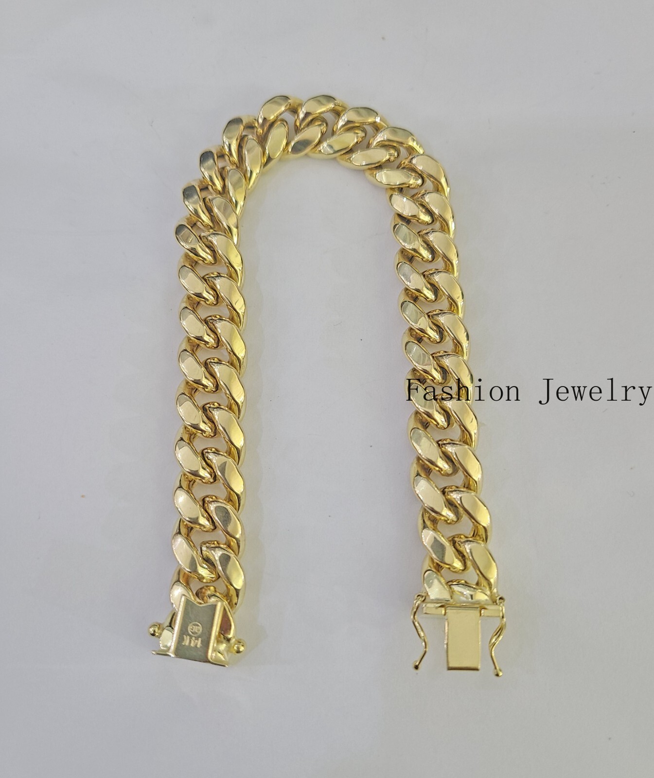 Real 14K Gold Bracelet Miami Cuban Link Yellow Gold Box Clasp 8″ Inch 11mm