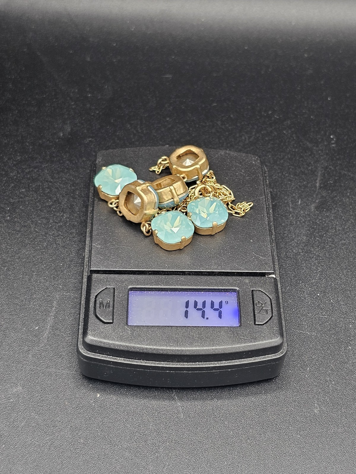 Catherine Popesco France Swarovski Pacific Opal Crystal Gold Tone Necklace