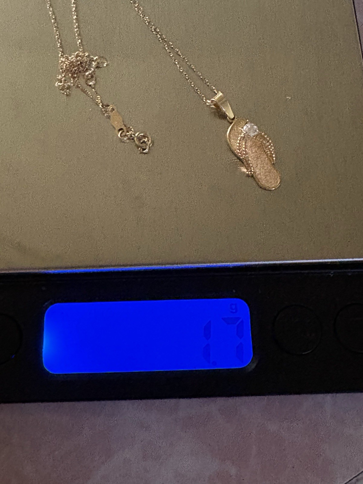 Diamonique 14k Yellow Gold Flip Flop Pendant Necklace Diamond Cable 18in