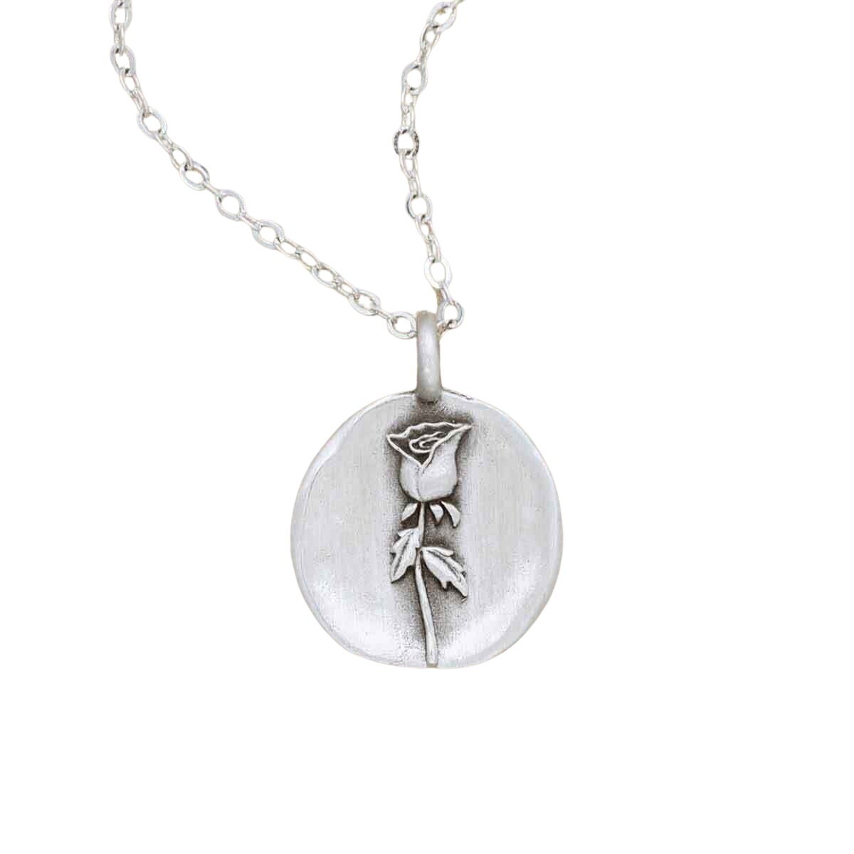 June Birth Flower Link Chain Necklace Pewter Floral Jewelry Gift by Lisa Leonard