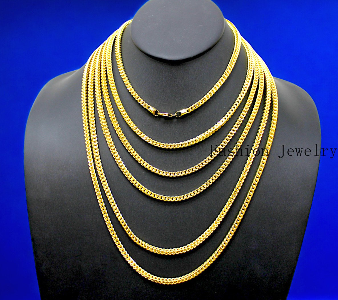 10K Yellow Gold Franco Box Square Necklace Bracelet Chain Real 2mm-7mm 7″-30″