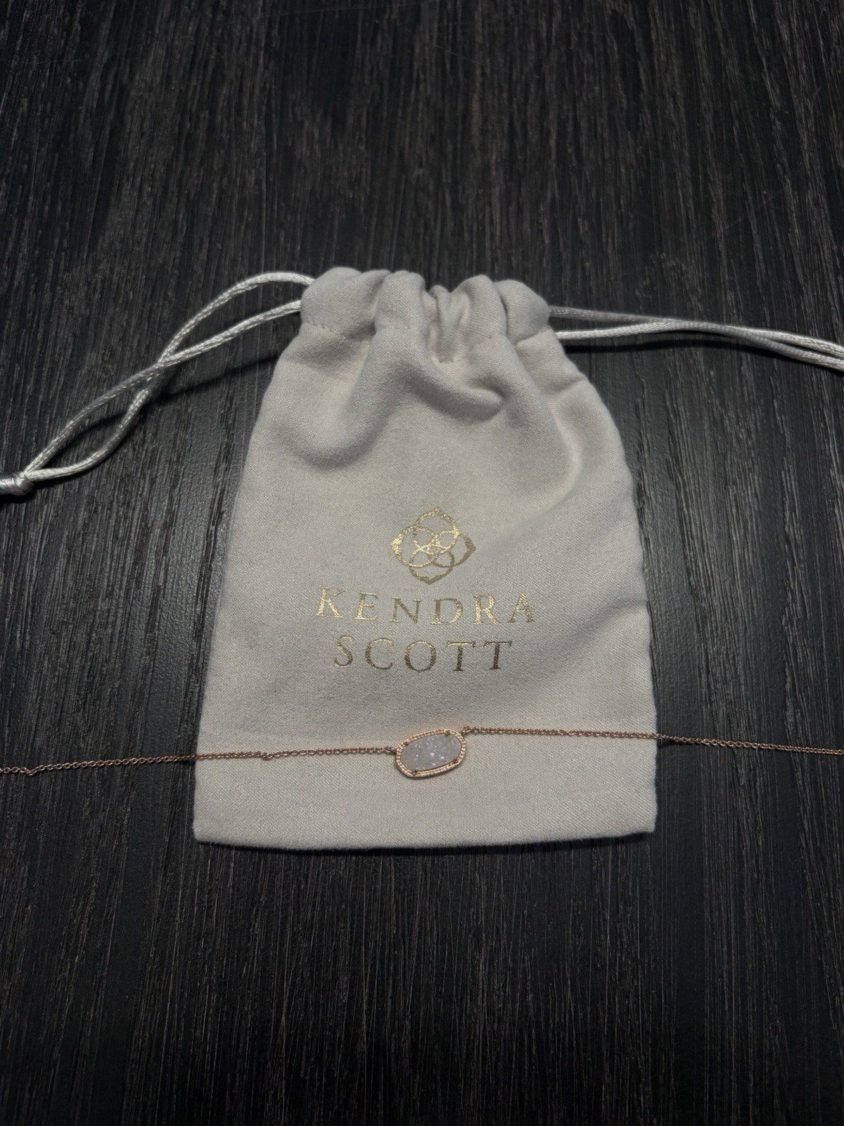 Kendra Scott Iridescent Drusy Elisa Necklace in Rose Gold