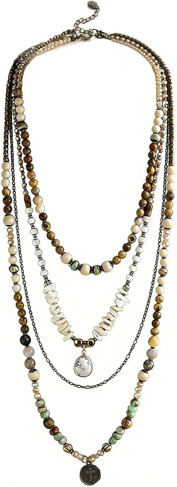 Boho Layered Necklaces for Women Trendy,Multi-Layer Beaded Long Necklace for Wom