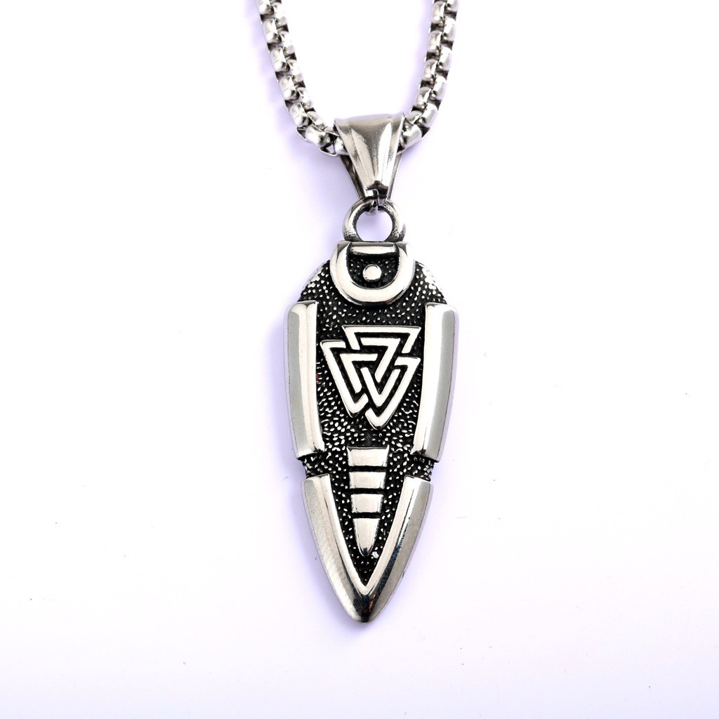 Vintage Stainless Steel Double Sided Symbol Pendant Necklace for Men Women