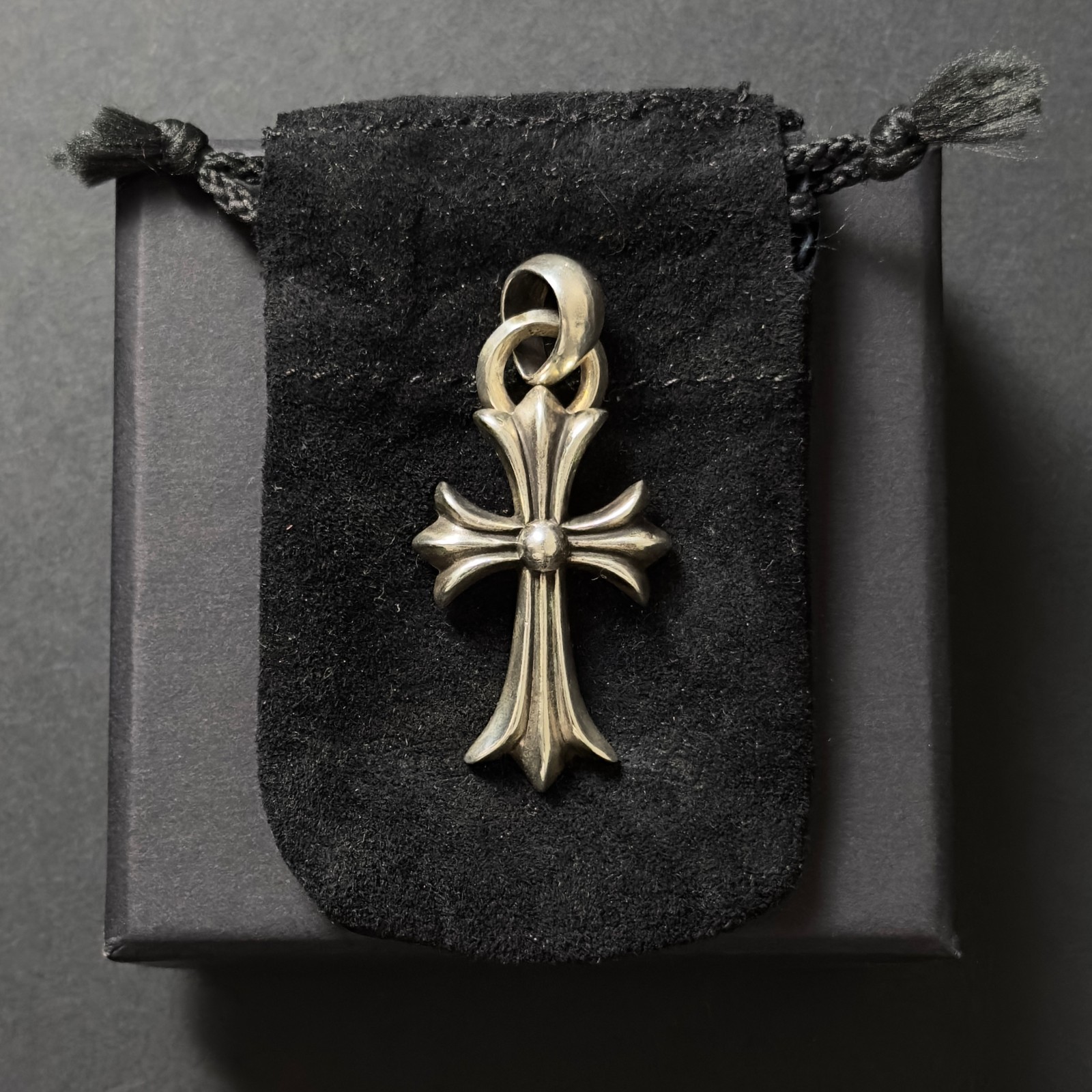 Authentic Chrome Hearts Small Cross With Bale Pendant 925 Sterling Silver