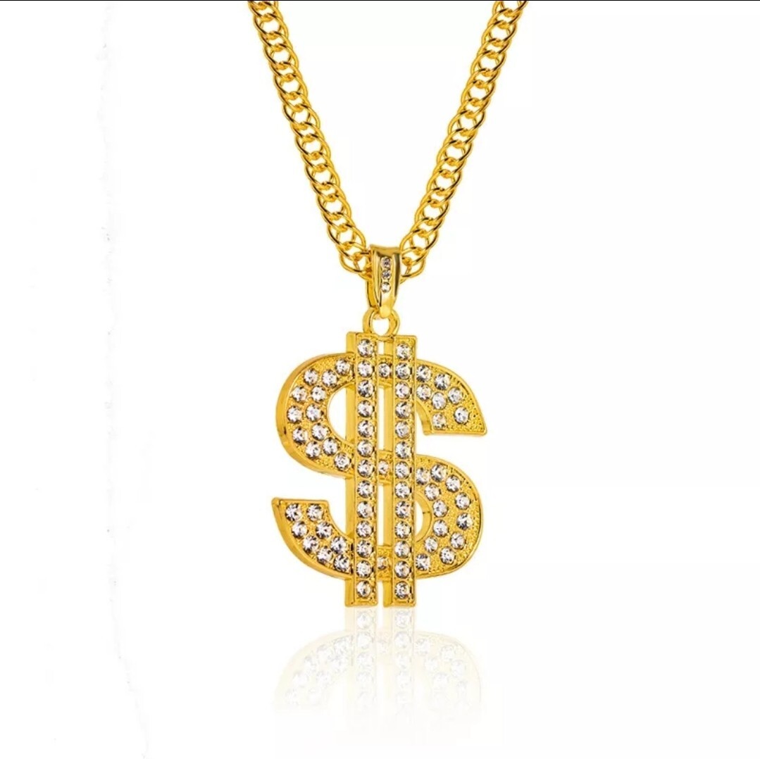 Hip Hop Fashion Chain Dollar Pendant Necklace Bling 95-1