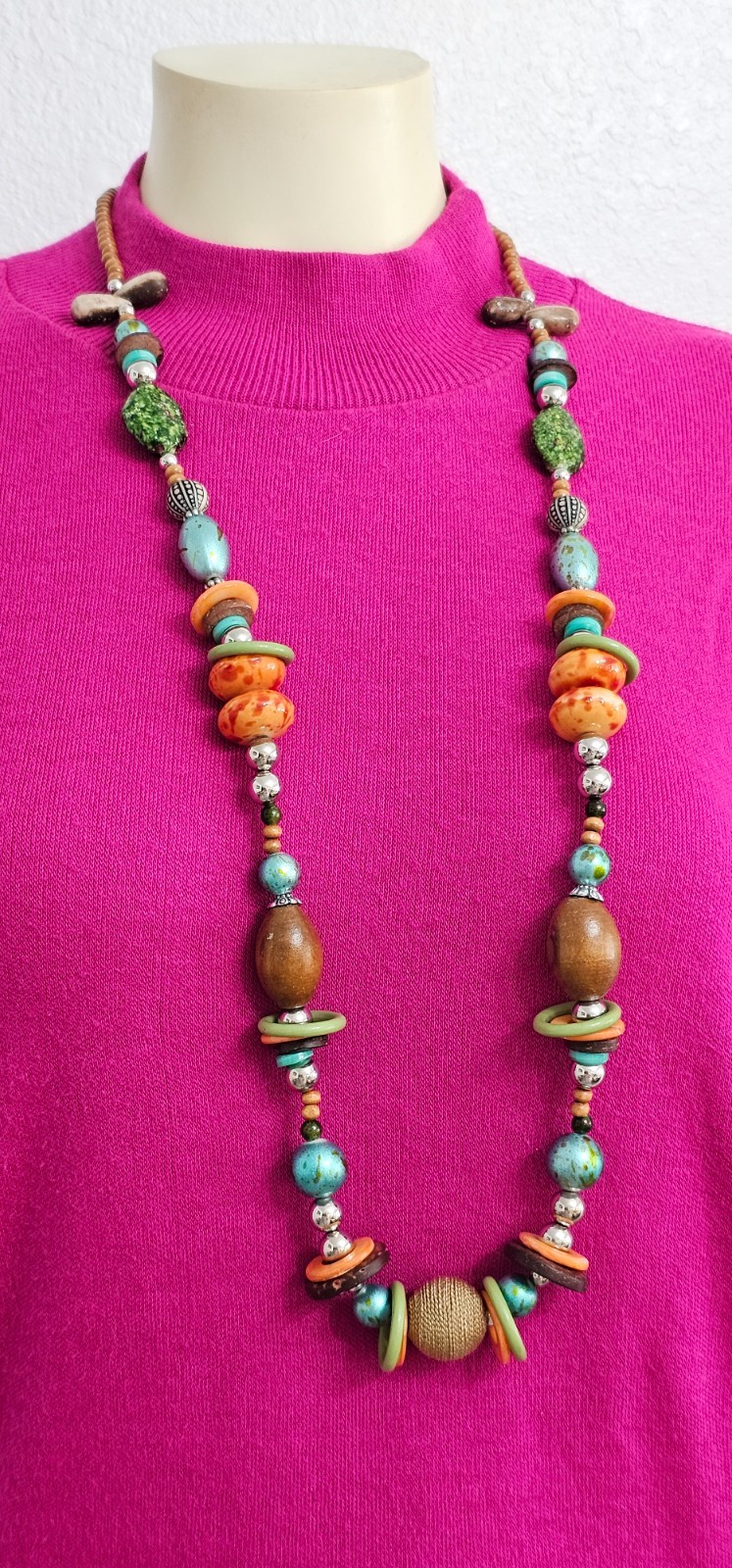 2 CHICOS NECKLACES MULTICOLOR BEADS EXCELLENT CONDITION 19 INCH. One price.