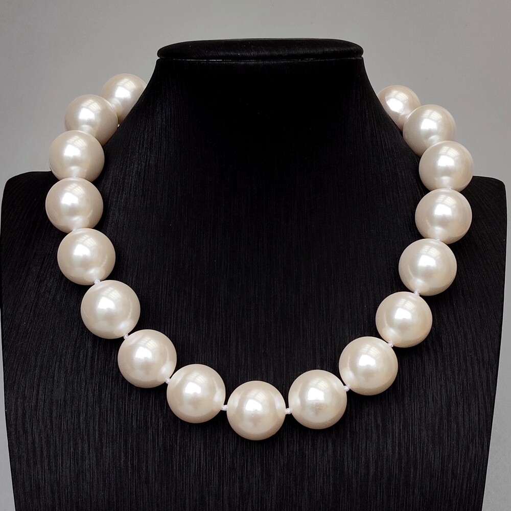 22mm White Sea Shell Pearl Collar Necklace Big Statement Jewelry Gifts