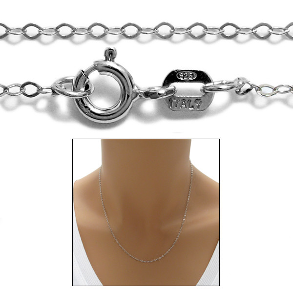 925 Sterling Silver Rhodium Baby Rolo Chain Necklace 1mm