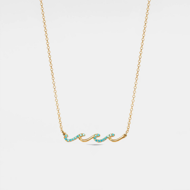 Dainty Ocean Sea Wave Charm Necklace in 925 Sterling Silver