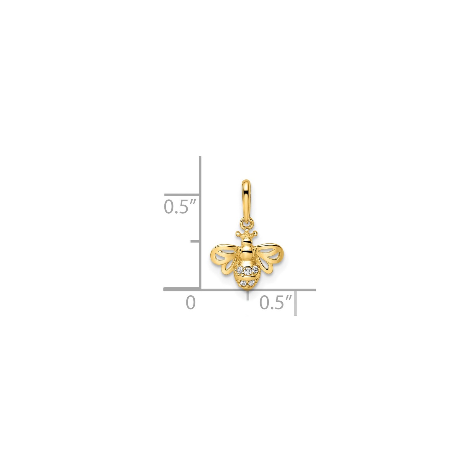 14k Yellow Gold Bee Pendant Diamond Honeybee Charm Fine Jewelry for Women