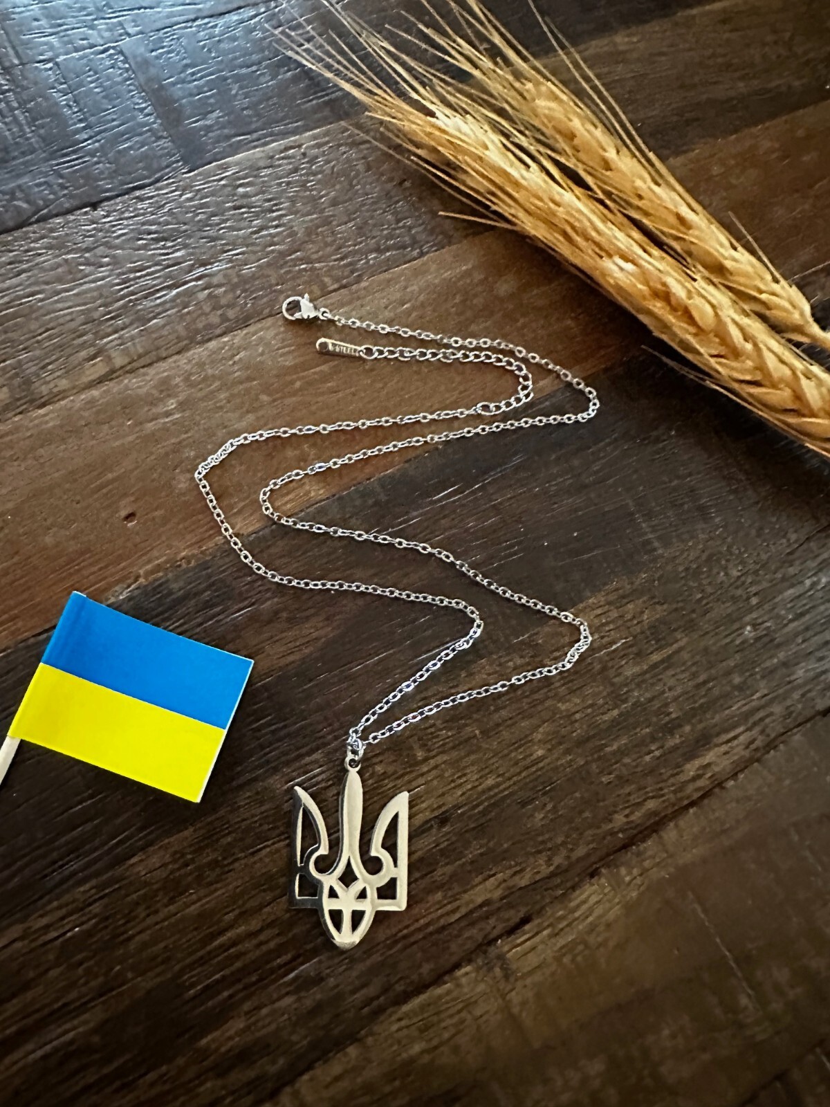 New Ukrainian Tryzub Trident Pendant Necklace Silver Color