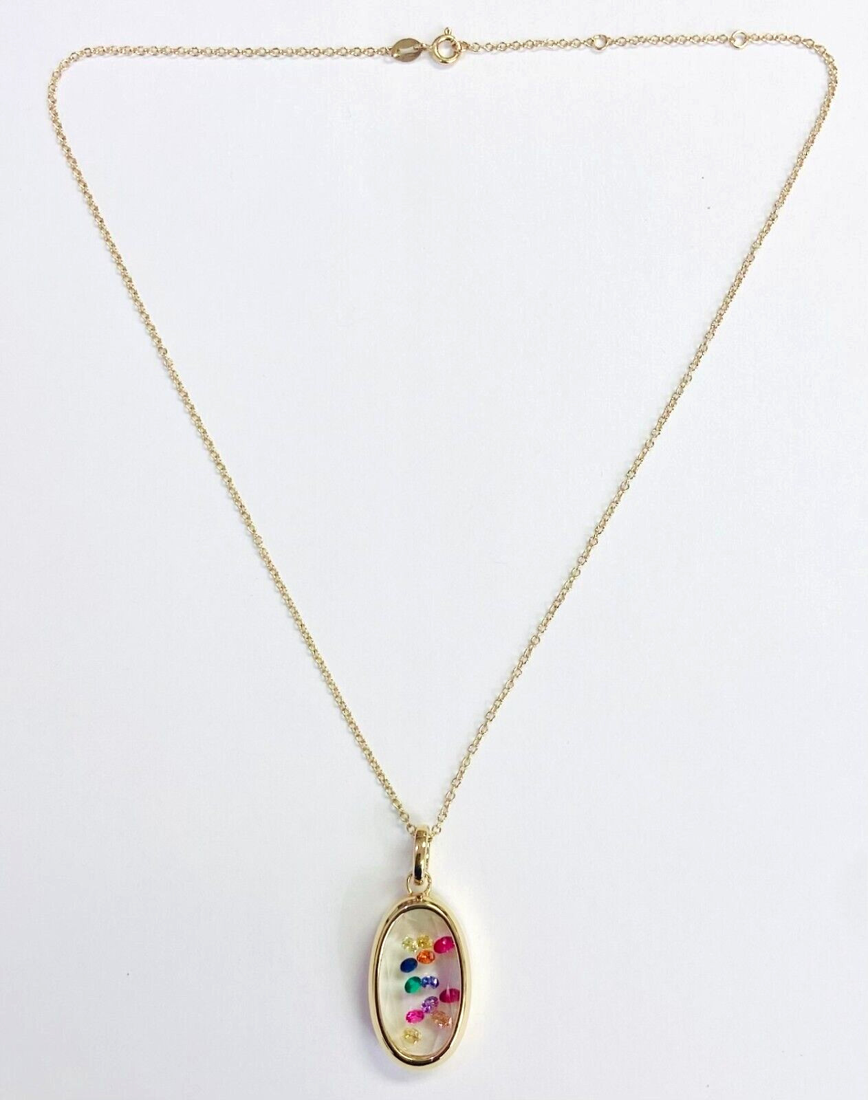 HSN Absolute 14k Gold Clad Sterling Colors Of Sapphire Rainbow Shaker Necklace