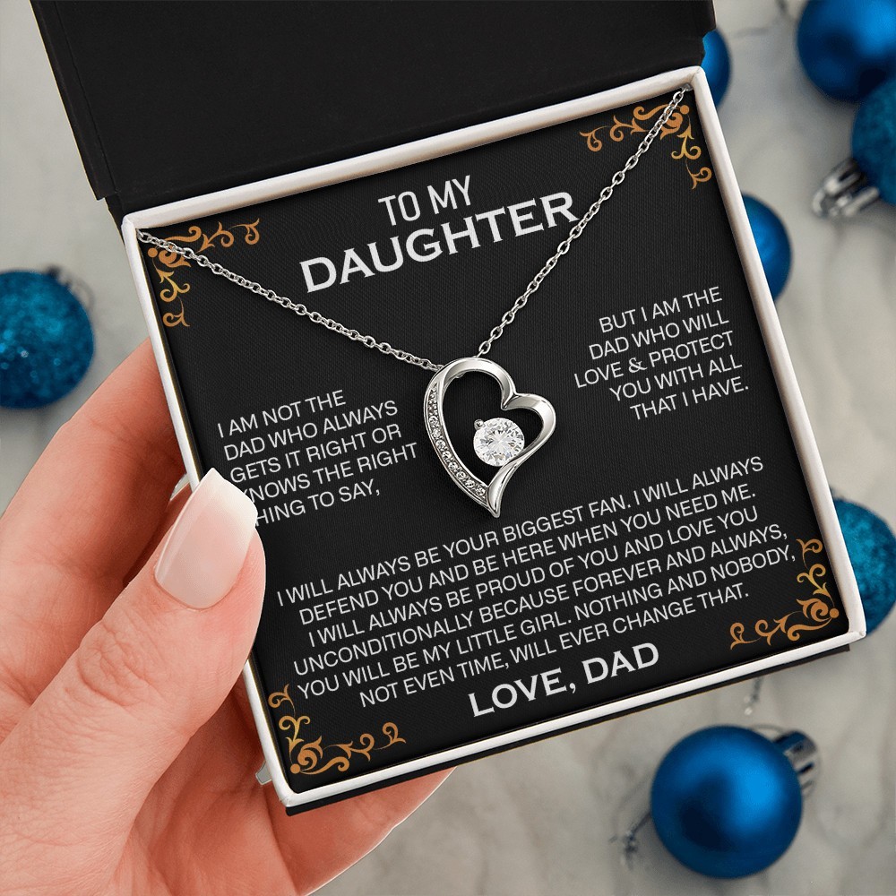 Cubic Zirconia Necklace Gift for Daughter from Dad with Heart Pendant Jewelry