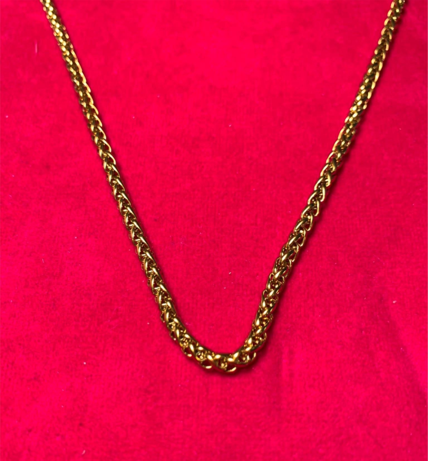 20″ Unisex 3mm Gold Plated Stainless Steel Braided Wheat Necklace