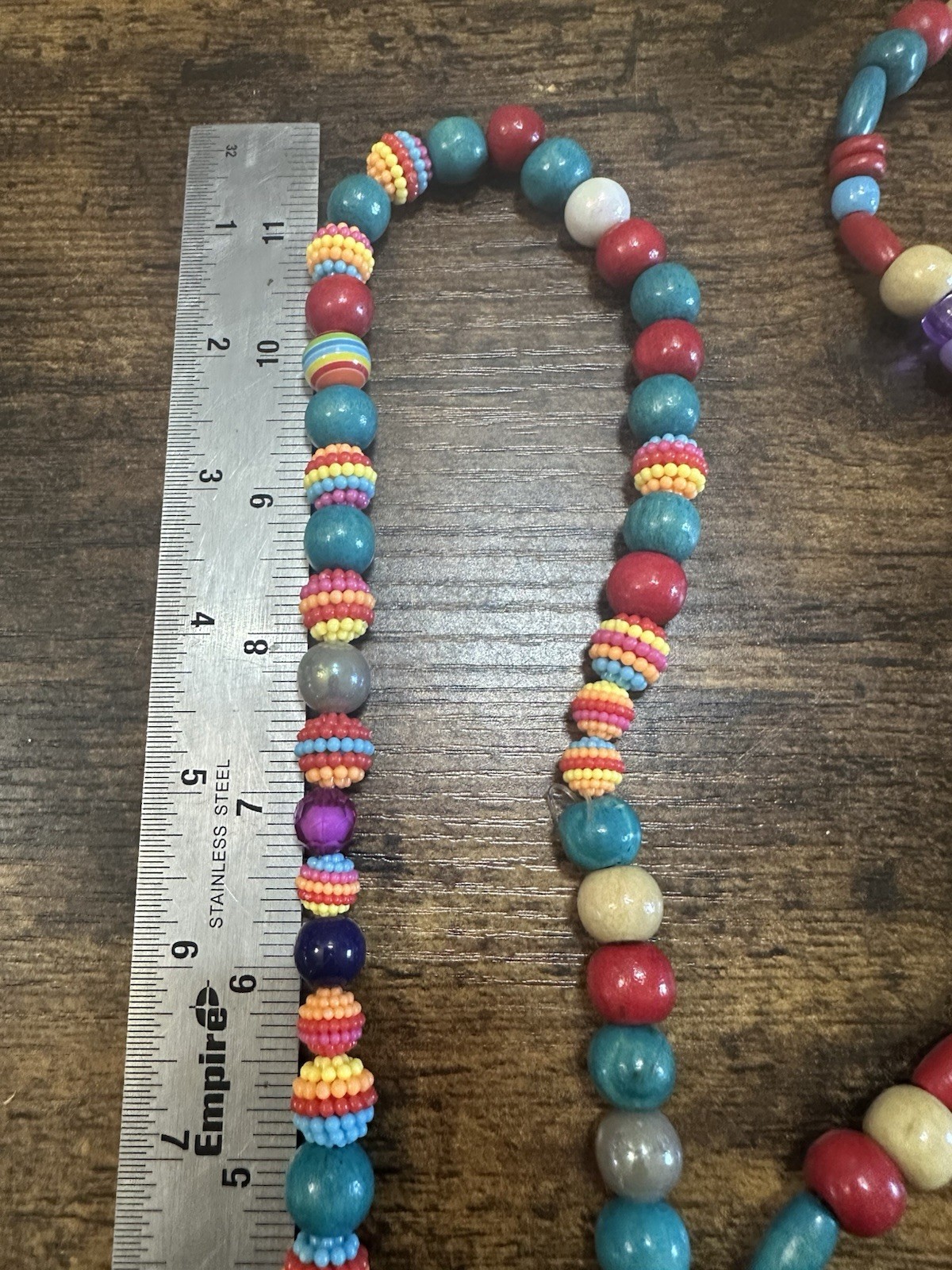 Boho Beaded Stretch Necklace Lot of 2 Colorful Wood Acrylic Long Necklace