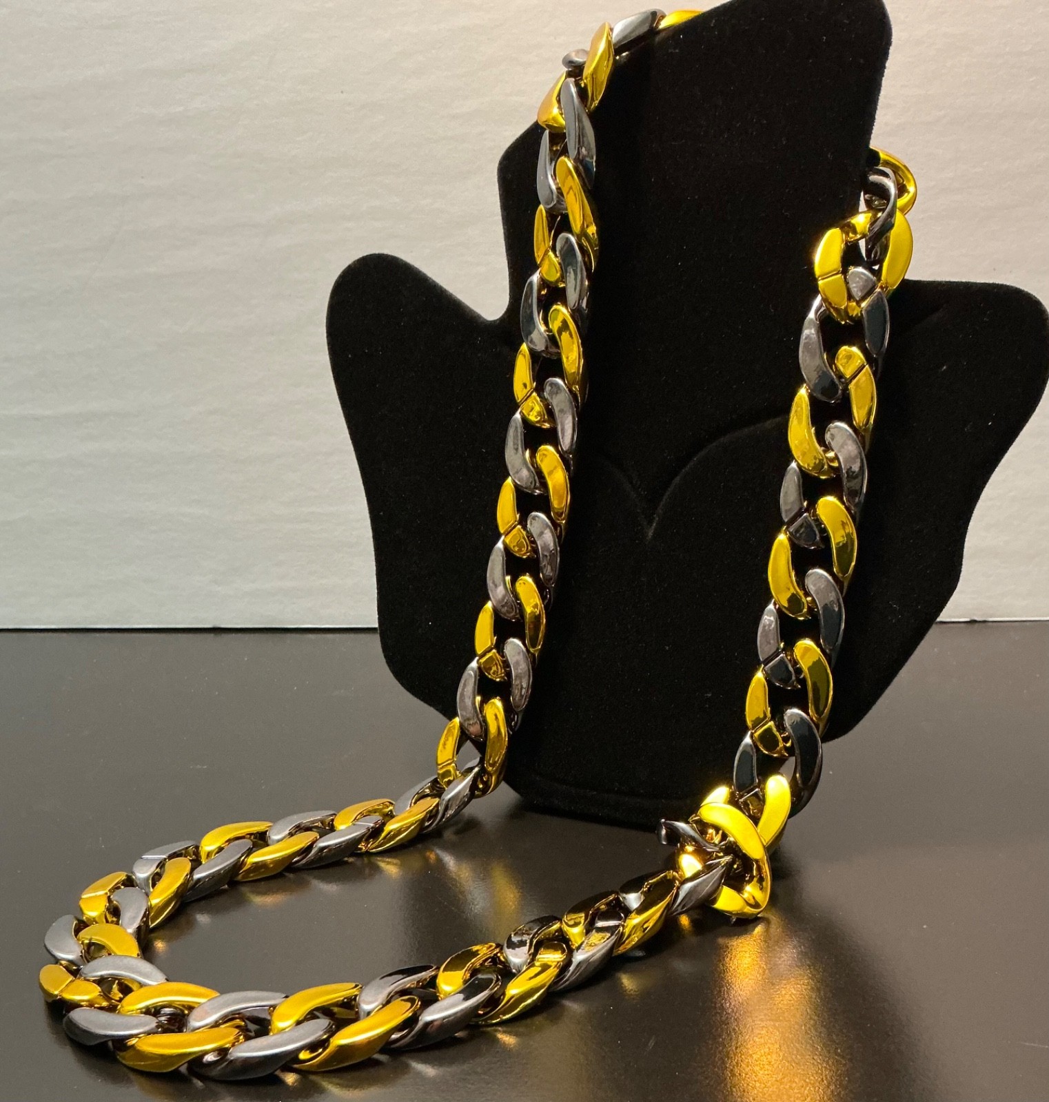 Hip Hop Cuban Chain Link Necklace Iridescent Jewelry 30” Large Acrylic Plastic