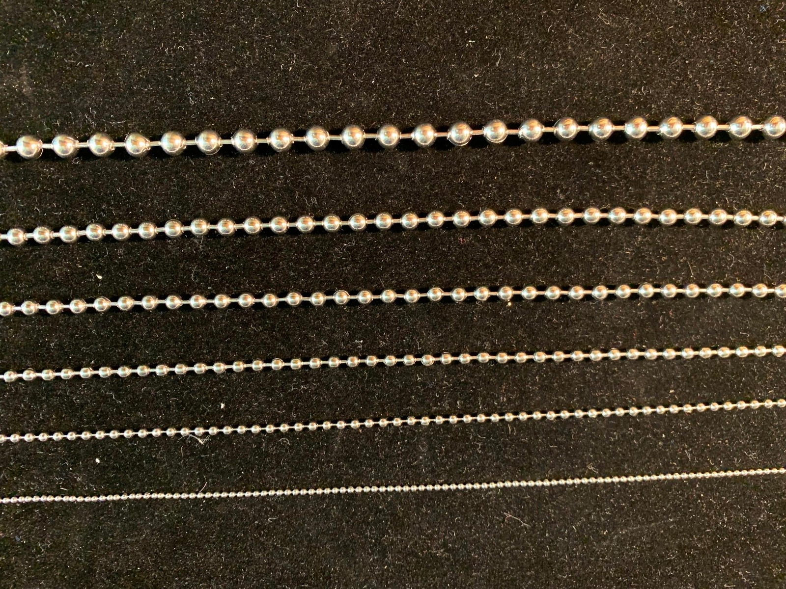 1.5,2.4,3.2,4.0,4.5-6 mm 7″-42″ WOMEN MEN SILVER STAINLESS STEEL BALL CHAIN