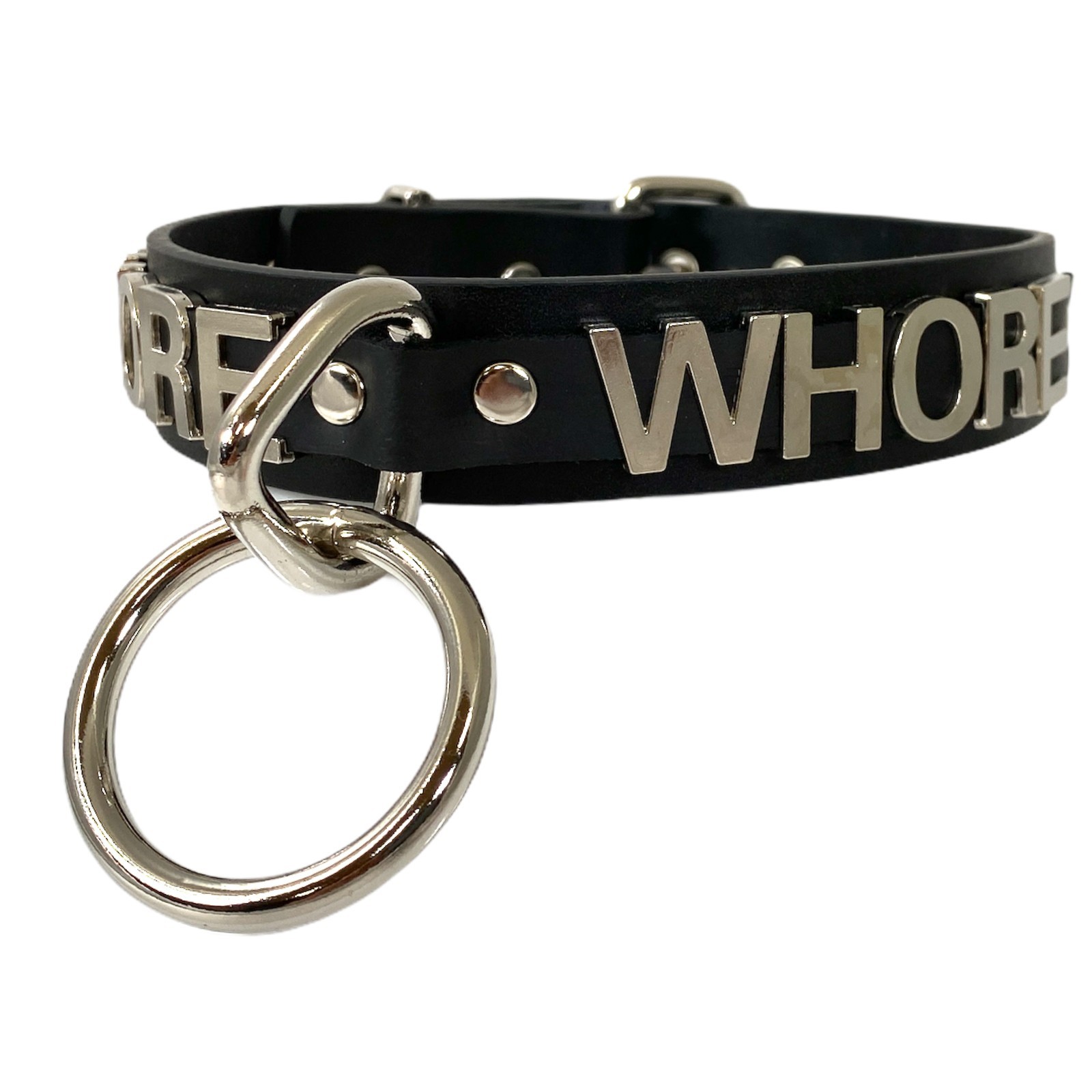 Name Bondage Collar Black O Ring Letter Slave Leather BDSM Choker Slut Choker