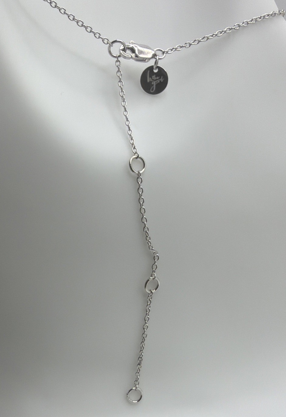 Sister Script Silver Tone Necklace Clear Rhinestone Adjustable 14” +3” Extender