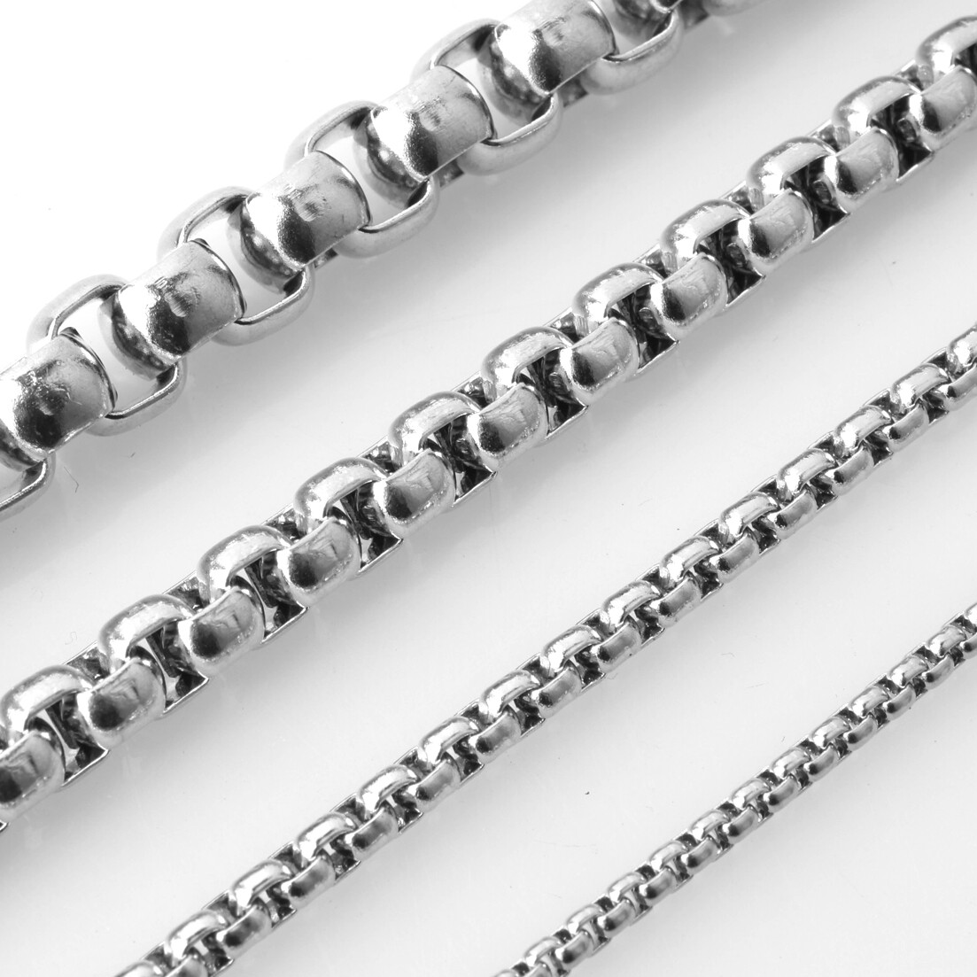 2-7MM Stainless Steel Silver Gold Black Box Chain Mens Womens Necklace 7-40inch