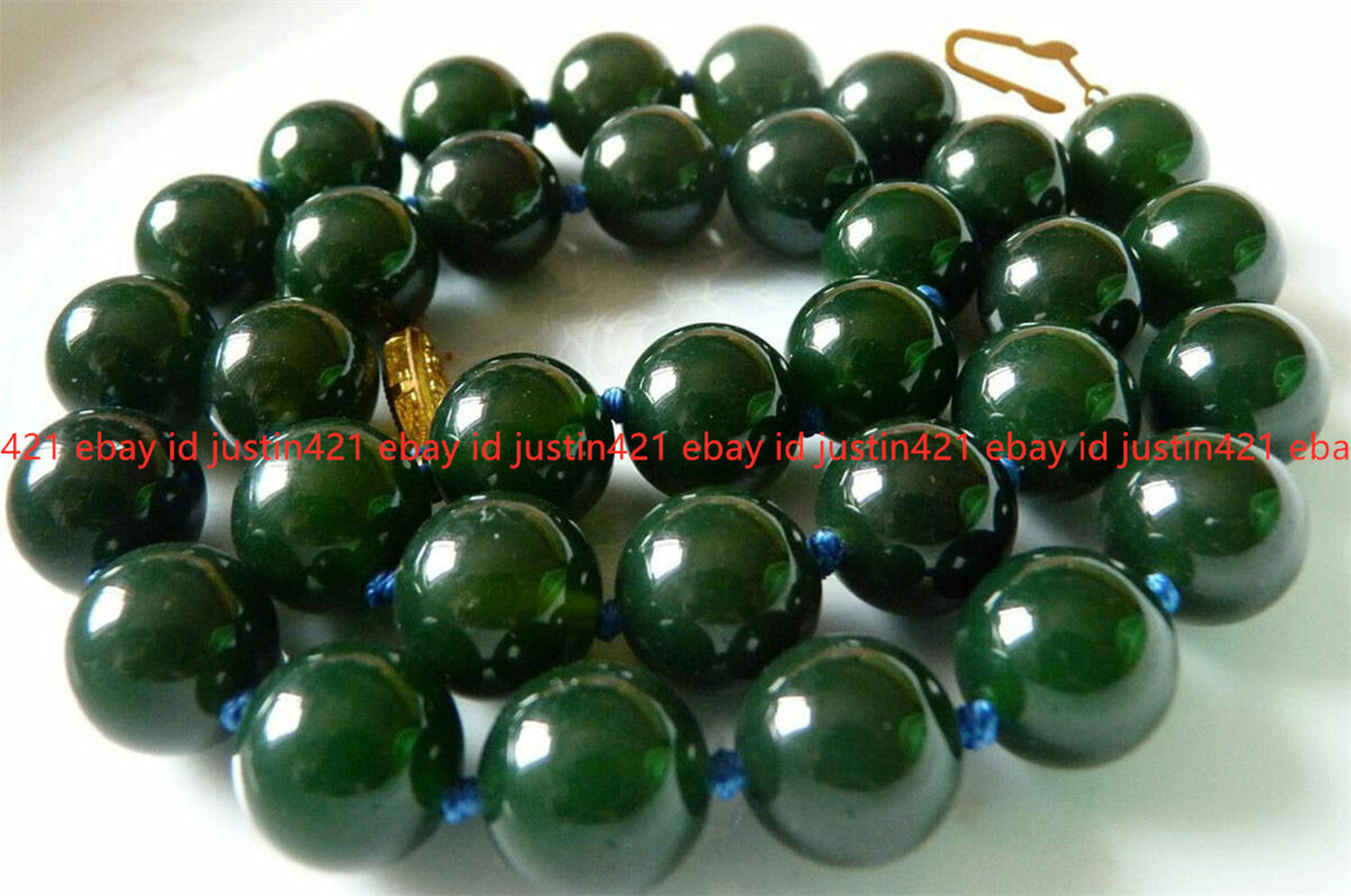 Natural 6/8/10/12mm Dark Green Jade Gemstone Round Beads Necklace 18″