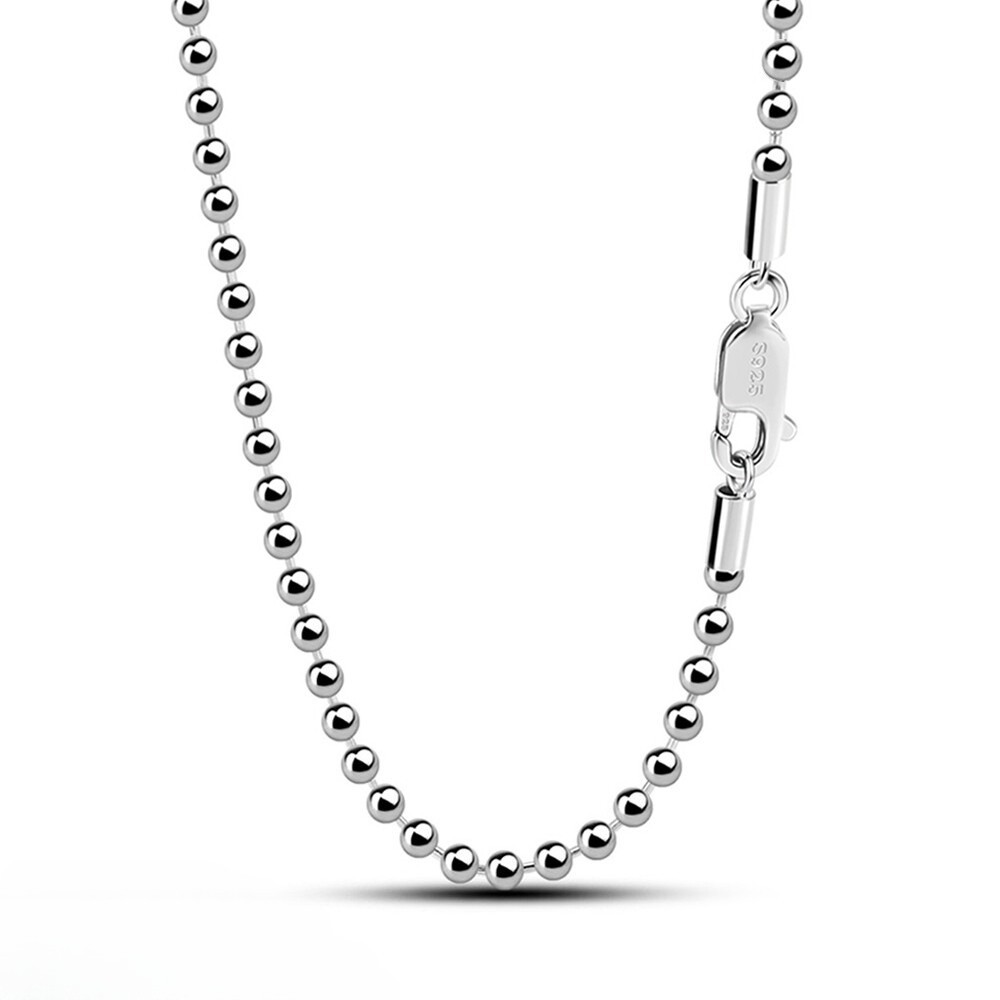 Solid 925 Sterling Silver 2.3mm Ball Bead Chain Necklace 18″-28″ for Women & Men