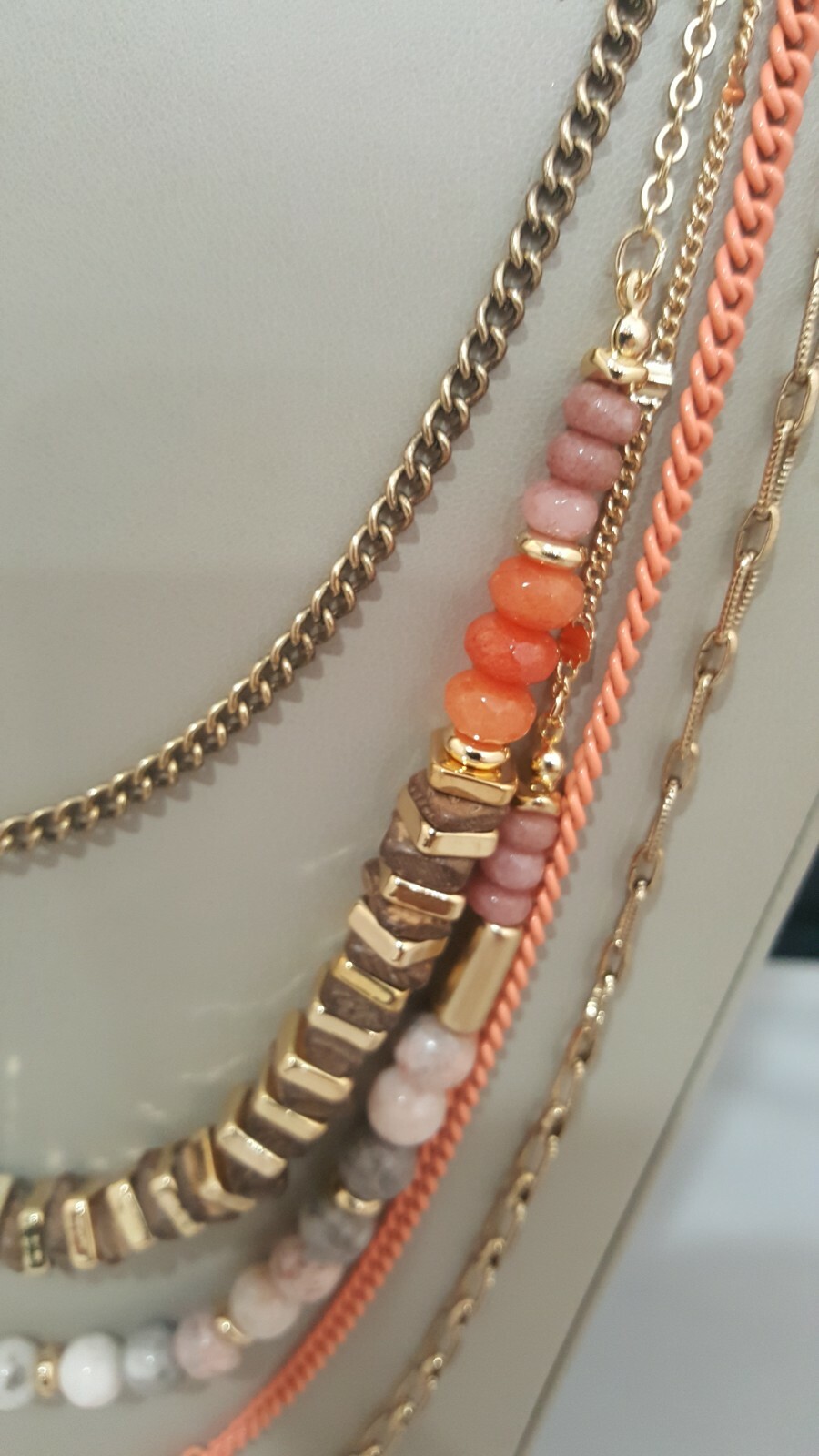 Anthropologie Women’s Statement Multi Layer Stone Gold Plated Orange Necklace