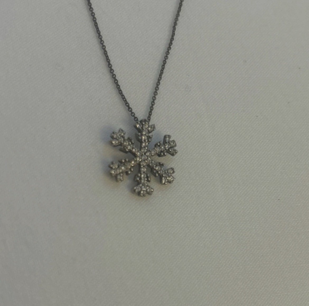 Silver Rhinestone Snowflake Charm Pendant Cable Chain Necklace Christmas
