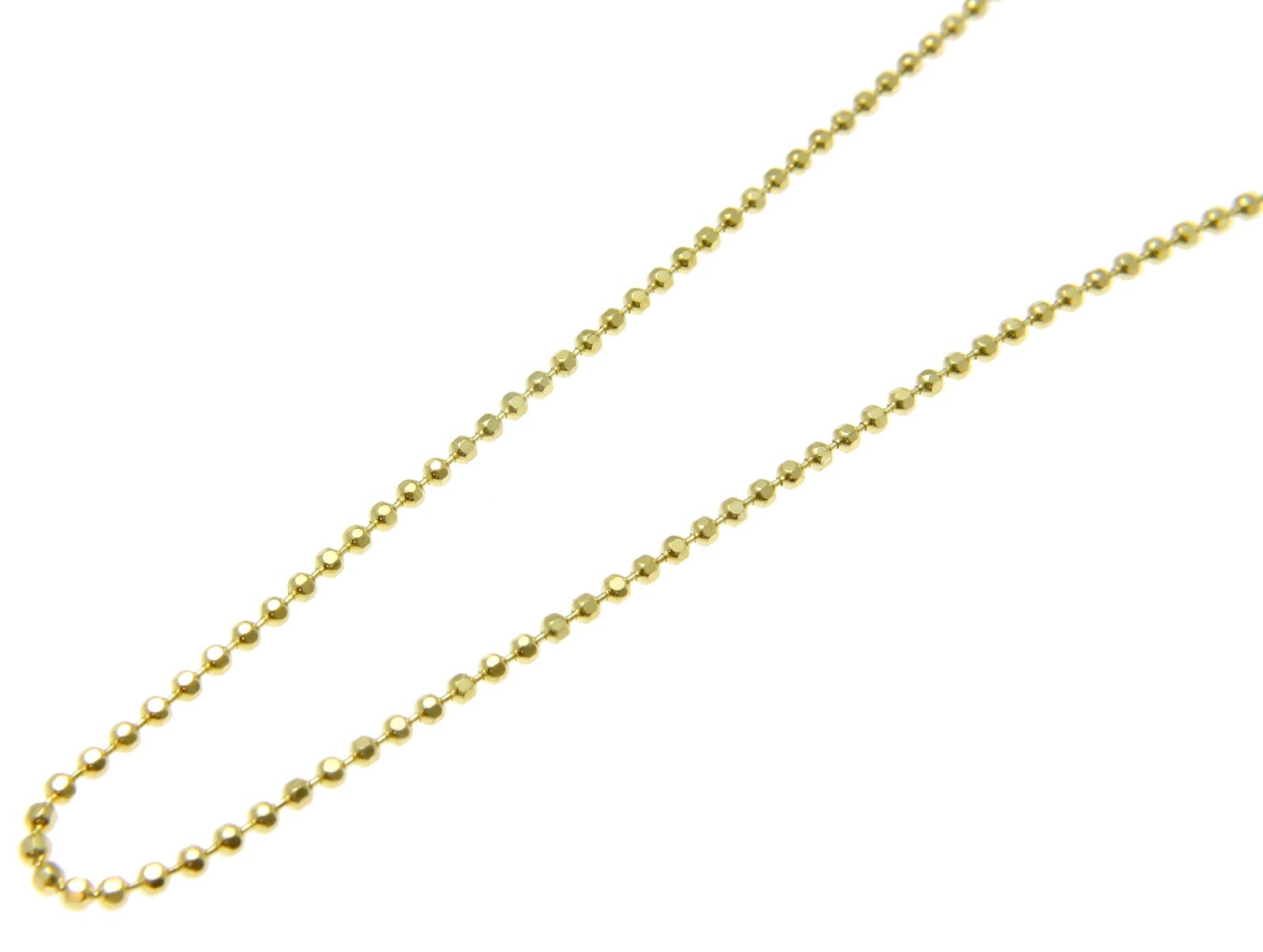 1.2MM YELLOW GOLD ITALIAN STERLING SILVER 925 DIAMOND CUT BEAD BALL CHAIN 20″