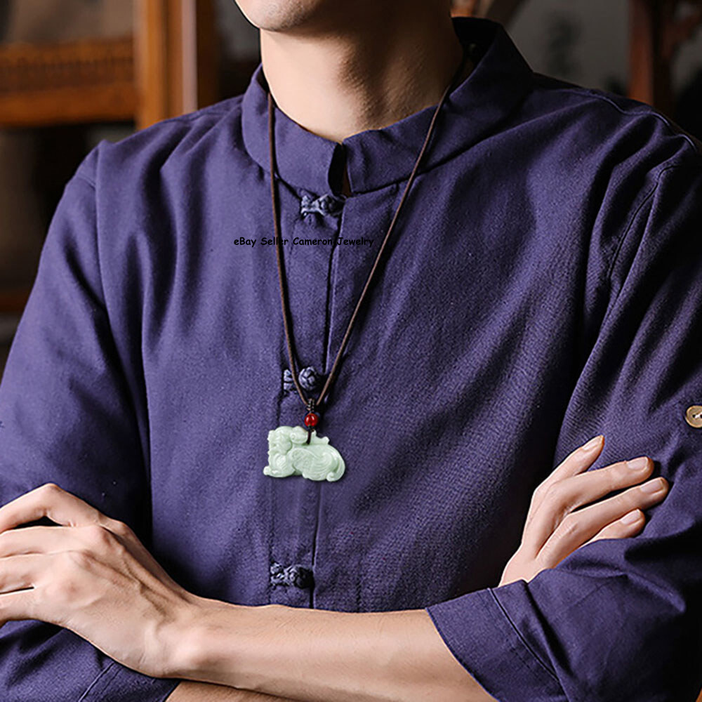 Real Grade A Natural Green Jade Jadeite Men Women Wealth Dragon Pixiu Pendant