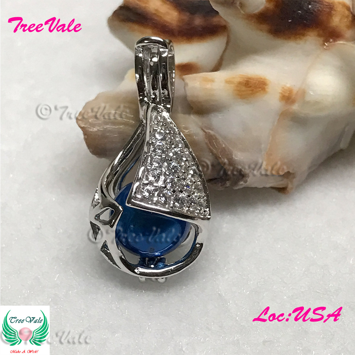 Forever Crystals Teardrop – 925 Sterling Silver – Pearl Cage Pendant- Hold 6-8mm
