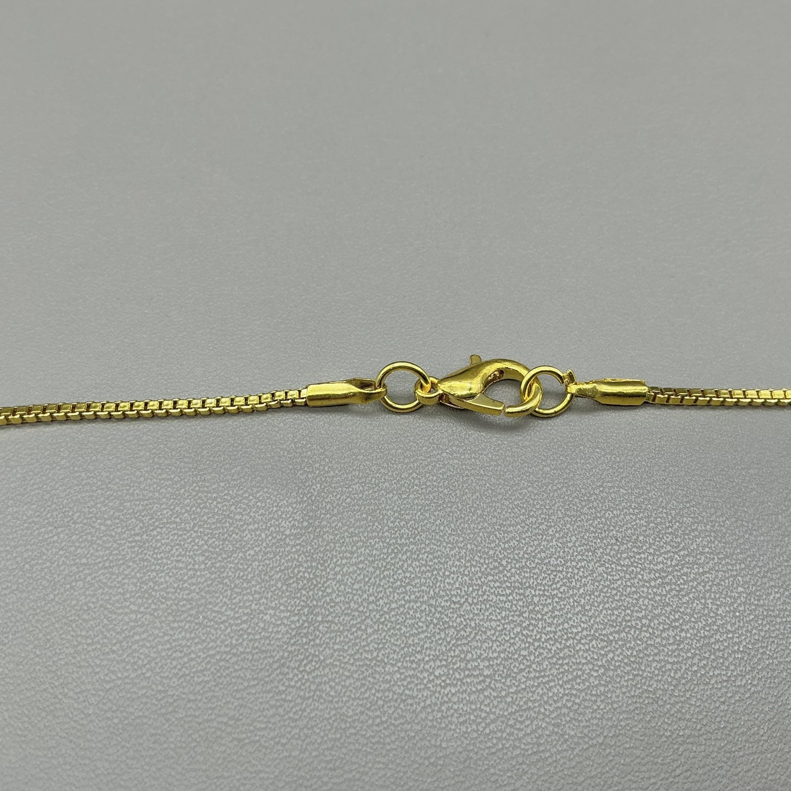 Necklace Gold Tone Box Chain Square Clear Stone Pendant Statement Womens Jewelry