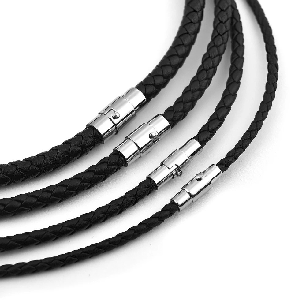 Leather Wax Cord Necklace 45/50/60cm Stainless Steel Clasp for Pendants