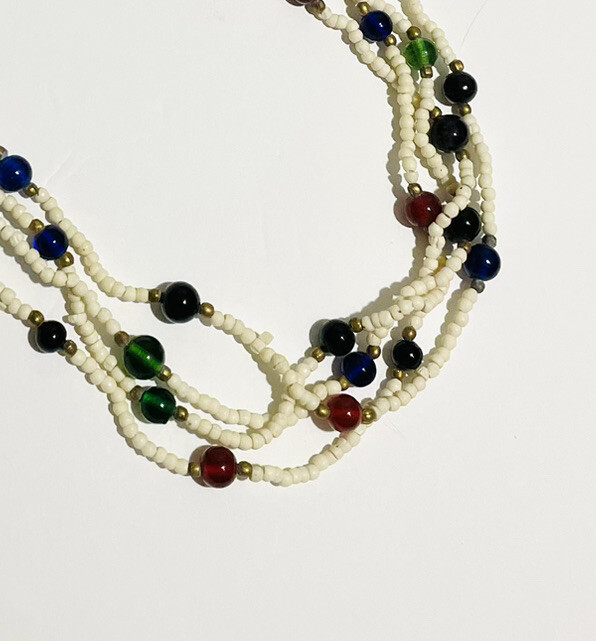 Necklace Vintage Multi Strand Multi Color Glass Bead